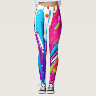 Colourful Liquid Paint Splashes Leggings