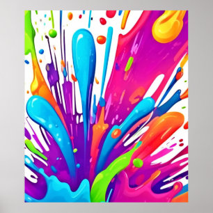 Colourful Liquid Paint Splashes Poster