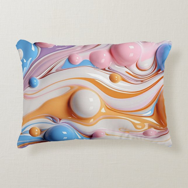 Colourful Liquid with Bubbles Decorative Cushion (Front)