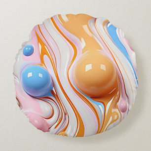 Colourful Liquid with Bubbles Round Cushion