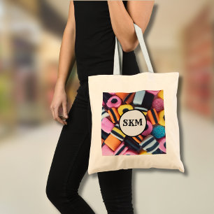 Colourful, liquorice allsorts candy tote bag