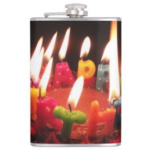 Colourful, LitC "Happy Birthday" Candles, Dark Roo Hip Flask