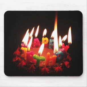 Colourful, LitC "Happy Birthday" Candles, Dark Roo Mouse Mat