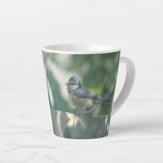 Colourful Little Bird Design Latte Mug (Right Angle)