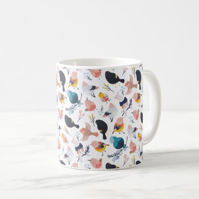 Colourful Little Birds Floral Botanical Paradise Coffee Mug (Front Right)