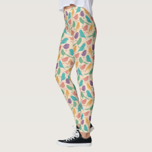 Colourful Little Birds Pattern Leggings