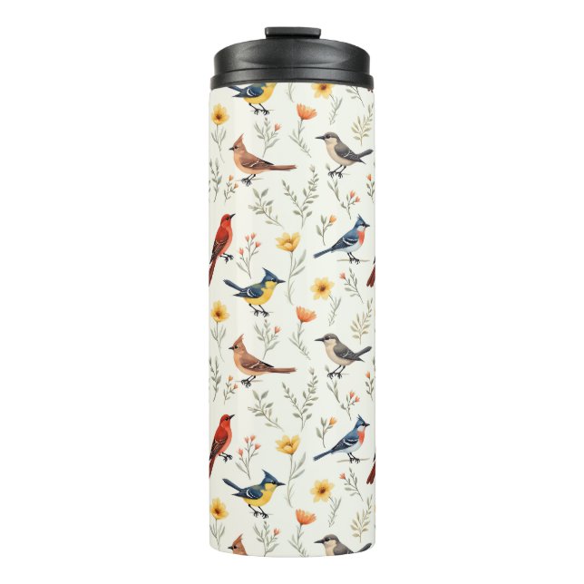 Colourful Little Birds Thermal Tumbler (Front)