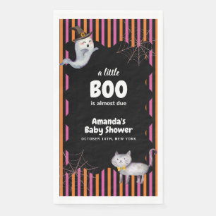 Colourful Little Boo Ghost Cat Baby Shower Napkin
