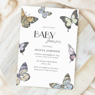 Colourful Little Butterfly Baby Shower Invitation