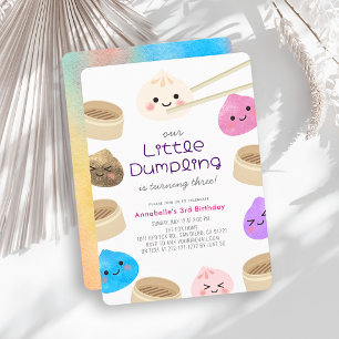 Colourful Little Dumpling Kawaii Birthday Invitation