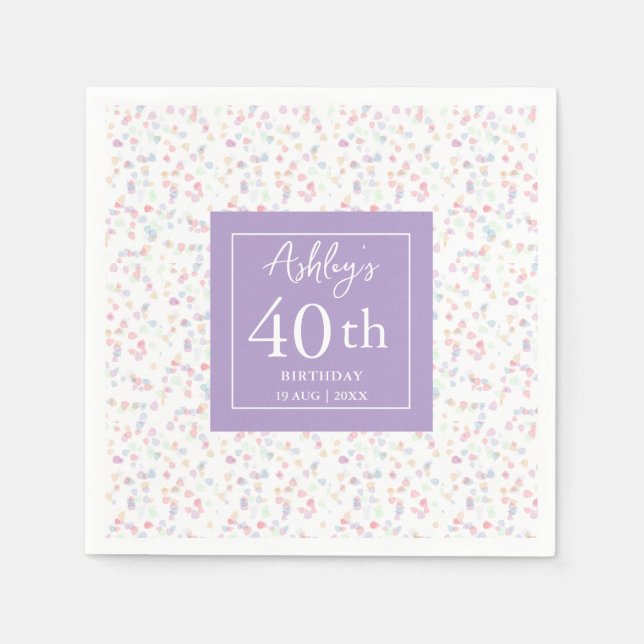 Colourful Little Flakes 40th birthday Napkins (Front)