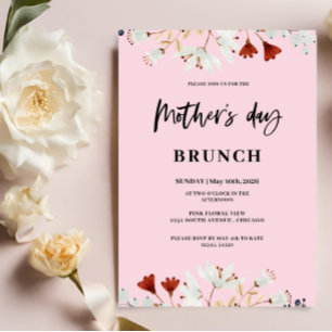 Colourful Little Flowers Mother's day Lunch  Invitation