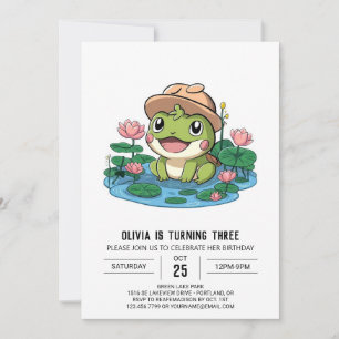 Colourful Little Frog Digital Birthday Invitation