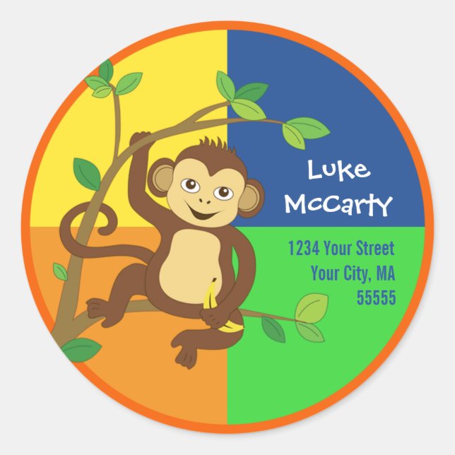 Colourful Little Monkey Address Label (Front)