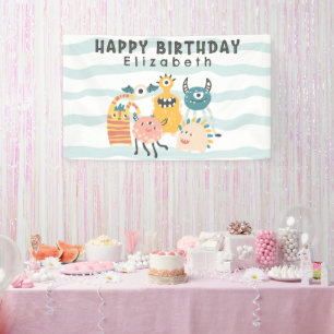Colourful Little Monsters Birthday Banner