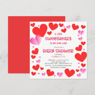 Colourful Little Sweetheart Girls Baby Shower  Inv Invitation