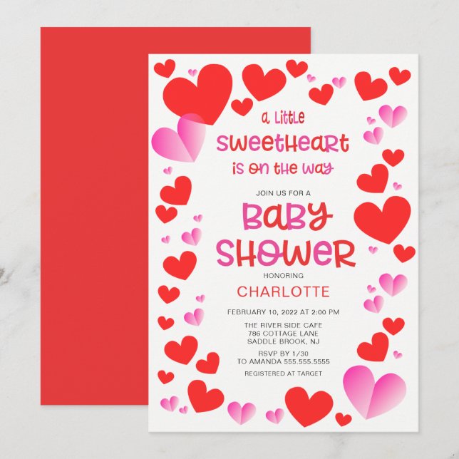 Colourful Little Sweetheart Girls Baby Shower  Invitation (Front/Back)