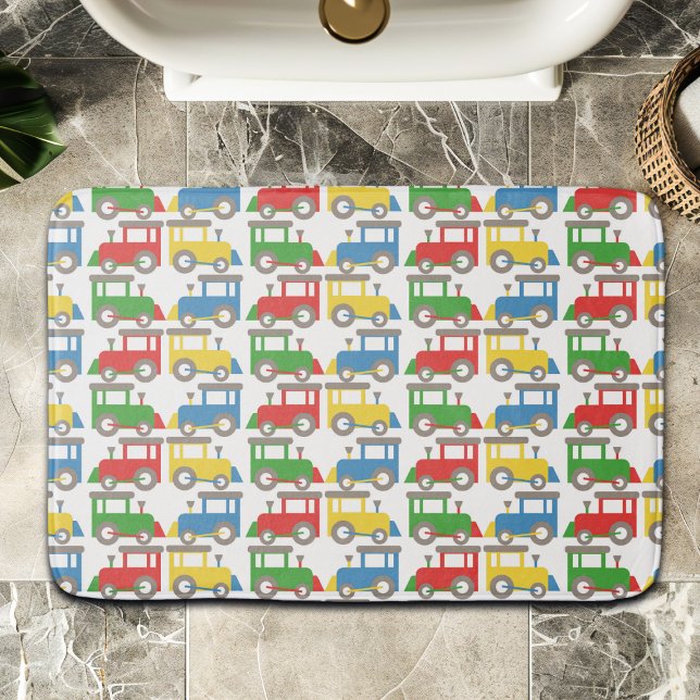 Colourful Little Trains Pattern Bath Mat (Creator Uploaded)