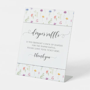 Colourful little wildflower baby girl diaper raffl pedestal sign