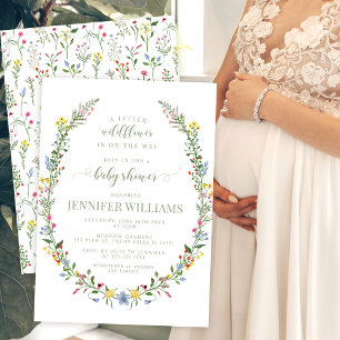 Colourful little wildflower baby shower invitation