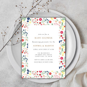 Colourful Little Wildflower Frame Baby Shower Invitation