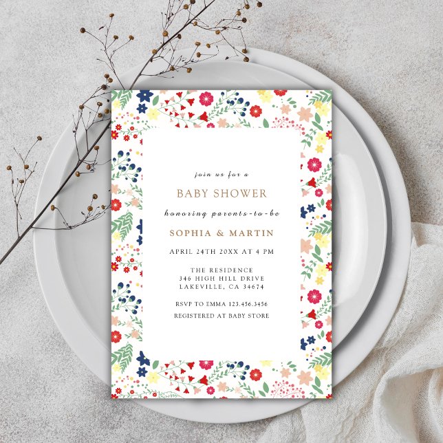 Colourful Little Wildflower Frame Baby Shower Invitation (Colorful Little Wildflower Frame Baby Shower Invitation)