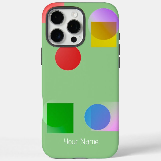 Colourful Lively Circles & Squares, Sage Green Nam Case-Mate iPhone Case (Back)