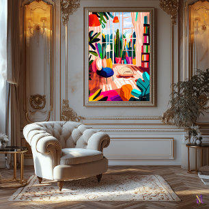 Colourful Living Room in Fauvist Style Canvas Print
