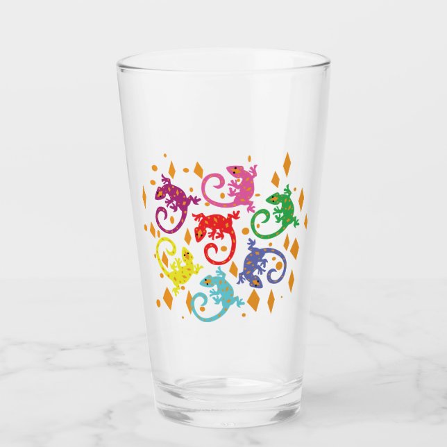 Colourful Lizards Glass (Front)