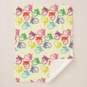 Colourful Lizards Sherpa Blanket