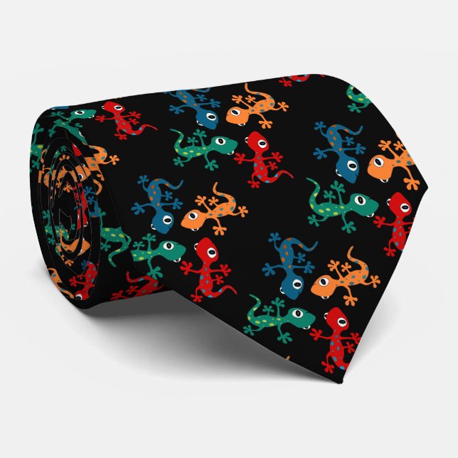 Colourful Lizards Tie (Rolled)