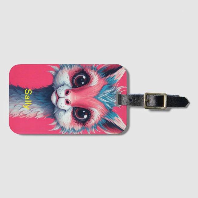Colourful Llama Editable Text Luggage Tag (Front Horizontal)