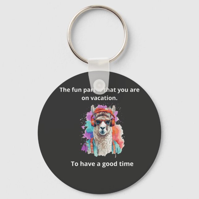 "Colourful Llama in a Playful, Vacation-Inspired S Key Ring (Front)