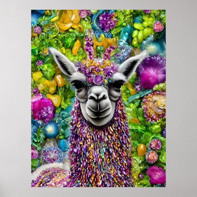 Colourful Llama Poster (Front)