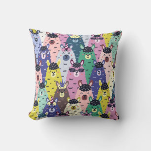 Colourful Llamas Childish Seamless Background Cushion