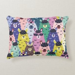 Colourful Llamas Childish Seamless Background Decorative Cushion