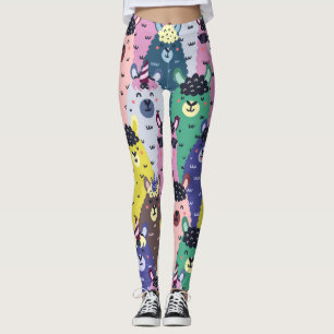 Colourful Llamas Childish Seamless Background Leggings