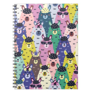 Colourful Llamas Childish Seamless Background Notebook