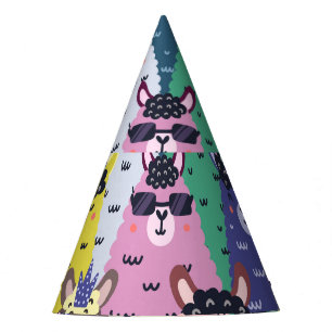 Colourful Llamas Childish Seamless Background Party Hat