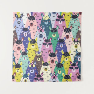 Colourful Llamas Childish Seamless Background Tapestry