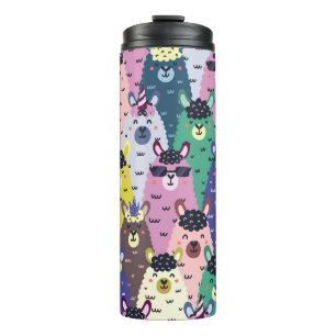 Colourful Llamas Childish Seamless Background Thermal Tumbler