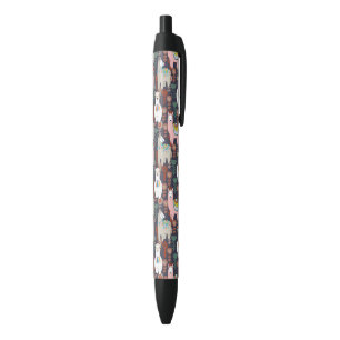 Colourful Llamas Pattern Black Ink Pen
