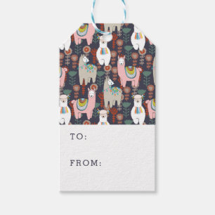 Colourful Llamas Pattern Gift Tags