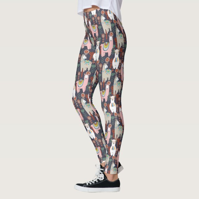Colourful Llamas Pattern Leggings (Left)