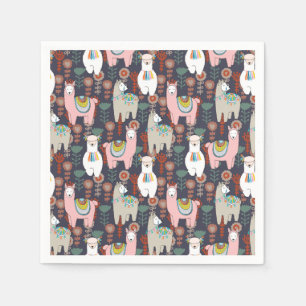 Colourful Llamas Pattern Napkin