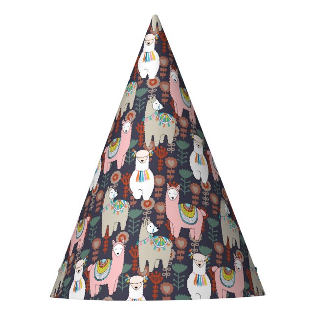 Colourful Llamas Pattern Party Hat (Front)