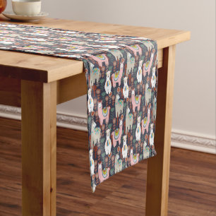 Colourful Llamas Pattern Short Table Runner
