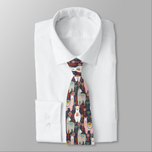 Colourful Llamas Pattern Tie