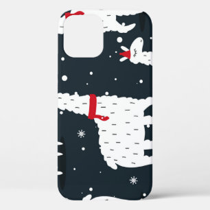Colourful Llamas: Snowy Animal Seamless. iPhone 12 Case