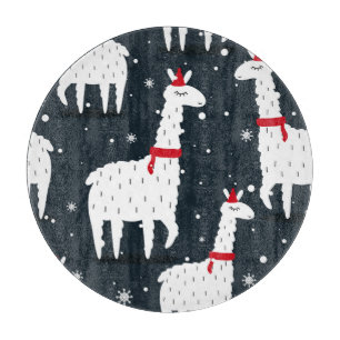 Colourful Llamas: Snowy Animal Seamless. Cutting Board